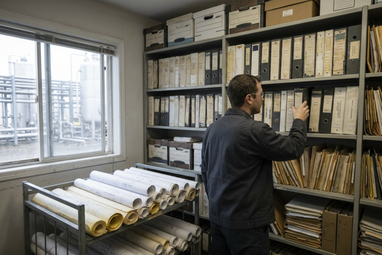 Person searching through archive records